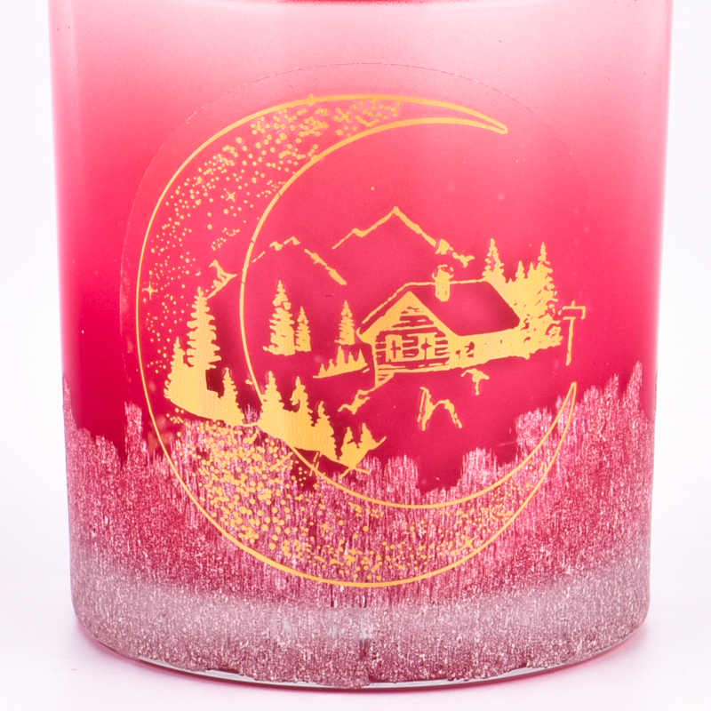 Luxury custom red christmas decal glass candle jar candle vessels for candle making