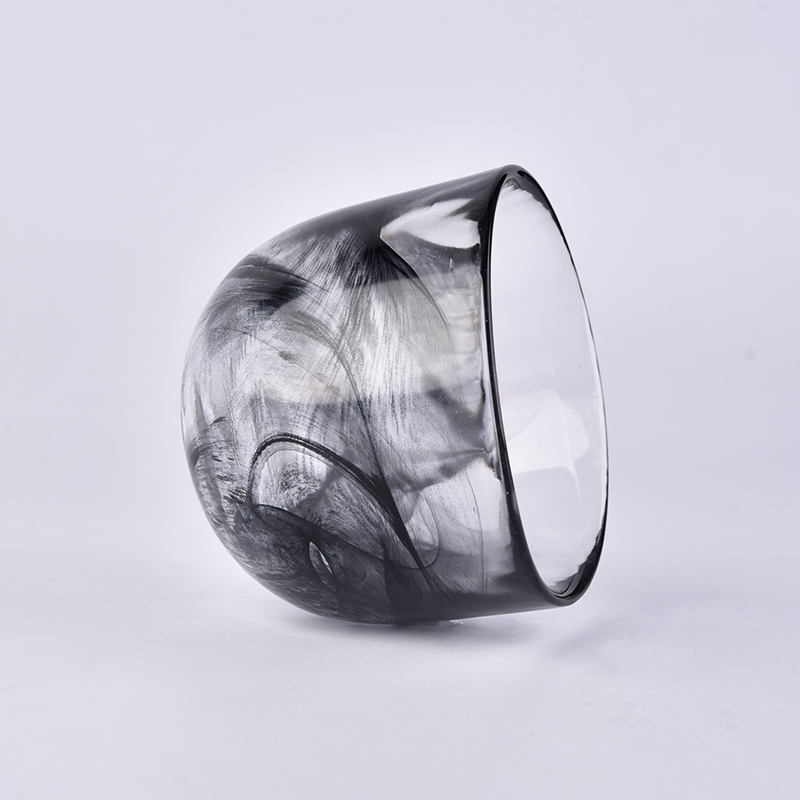 Unique ash black mist-covered organic glass candle holders