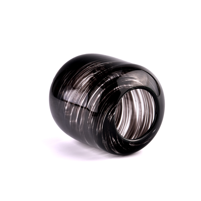 Wholesale 400ml black glass ellipse candle vessels scented candle jars