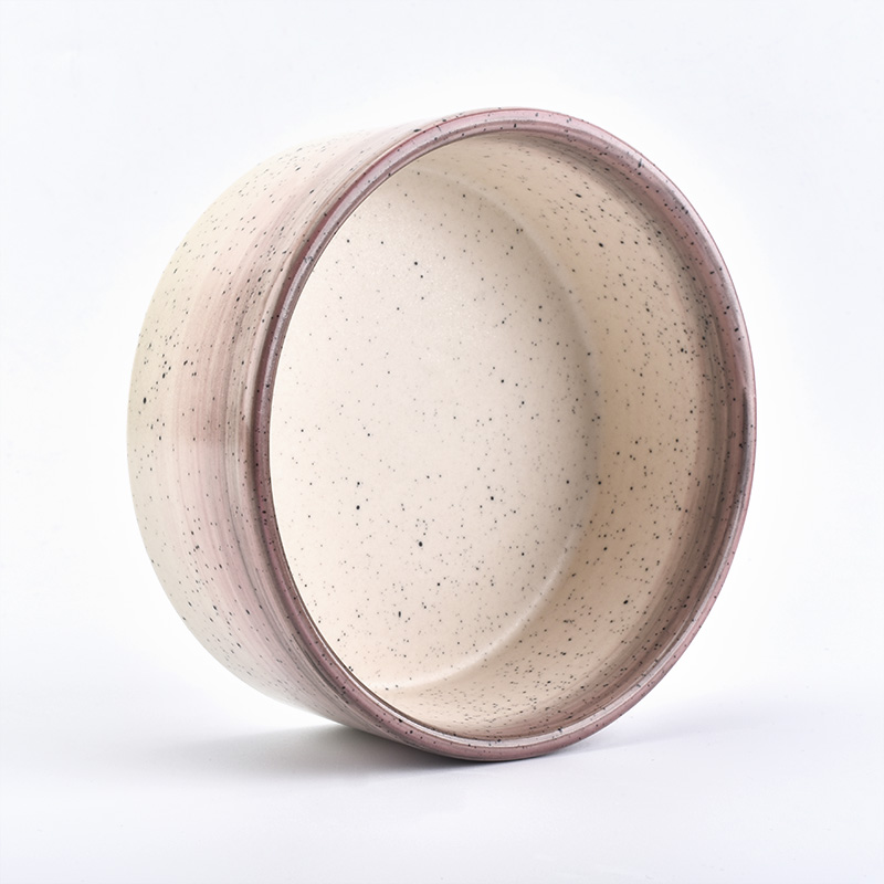 Big capacity pink round ceramic candle holder