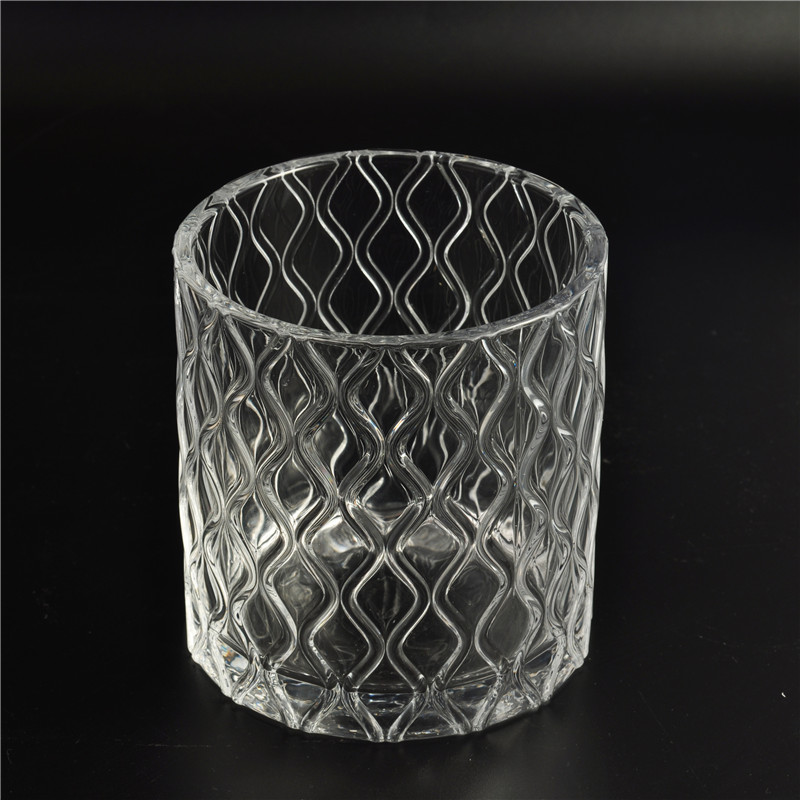 Clear diamond shaped surface glass jar with lid