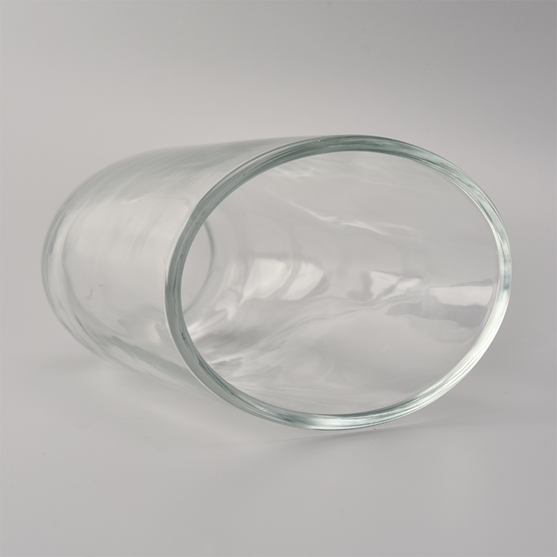 Elliptical clear glass candle holder