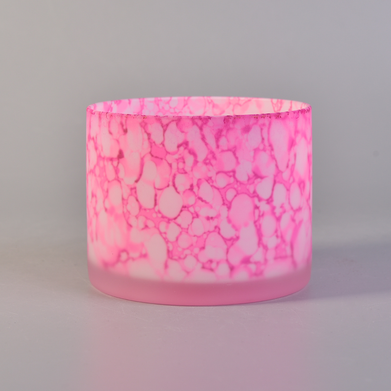 New process like Snow and ice melting pink glass candle holder