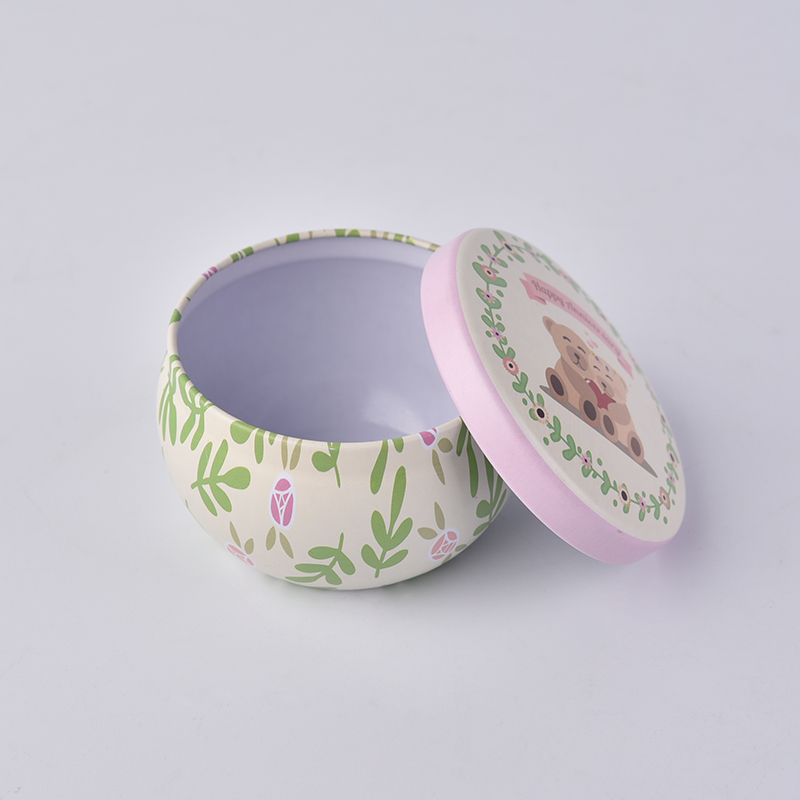 Flower pattern tinplate candle jars with lid