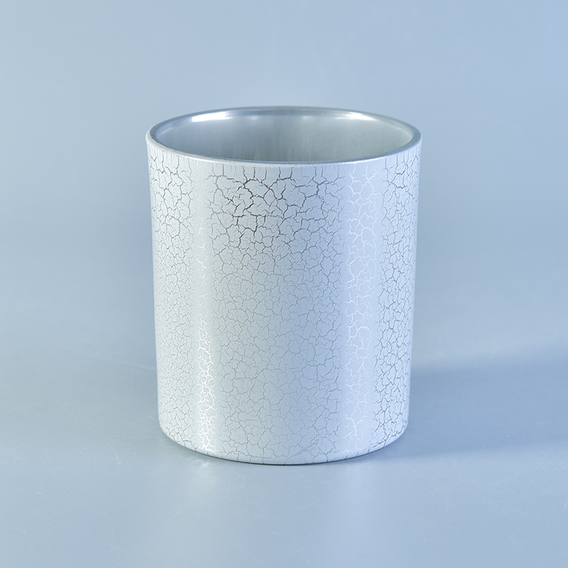 300ml white ice crack cylinder glass candle holder