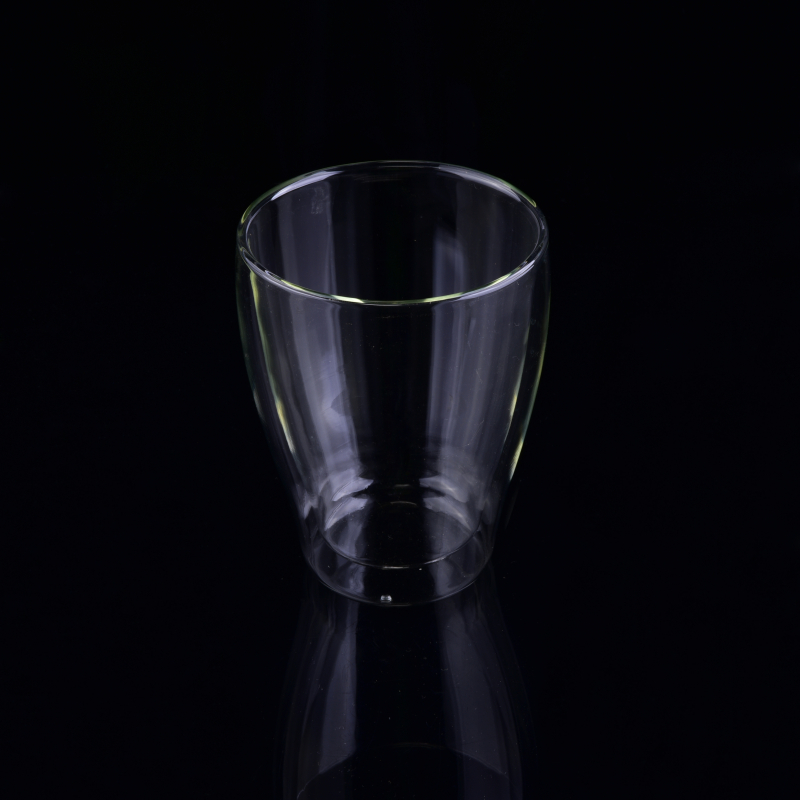 V-shape handmade clear glass cup