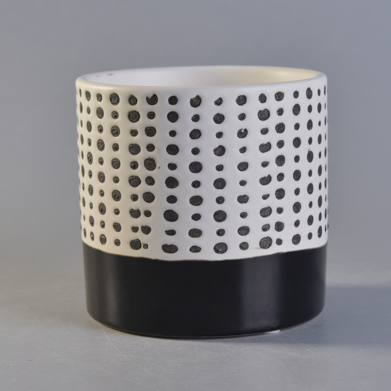 580ml spotted black base ceramic candle holder