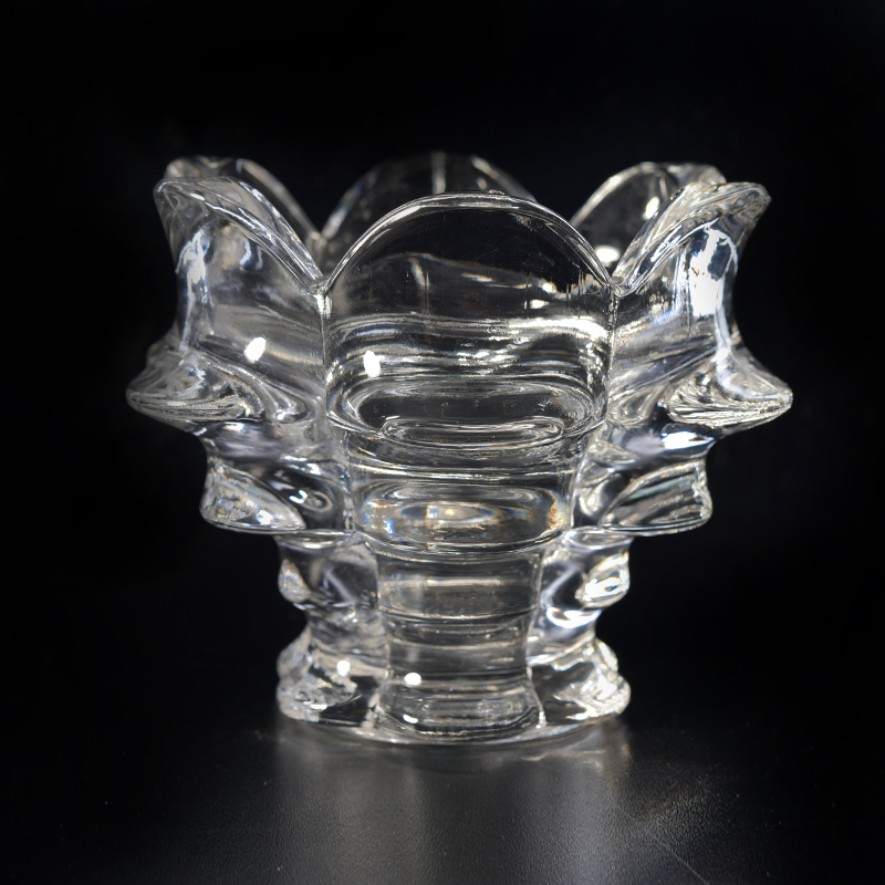 Flower shape design lotus crystal glass tealight holder