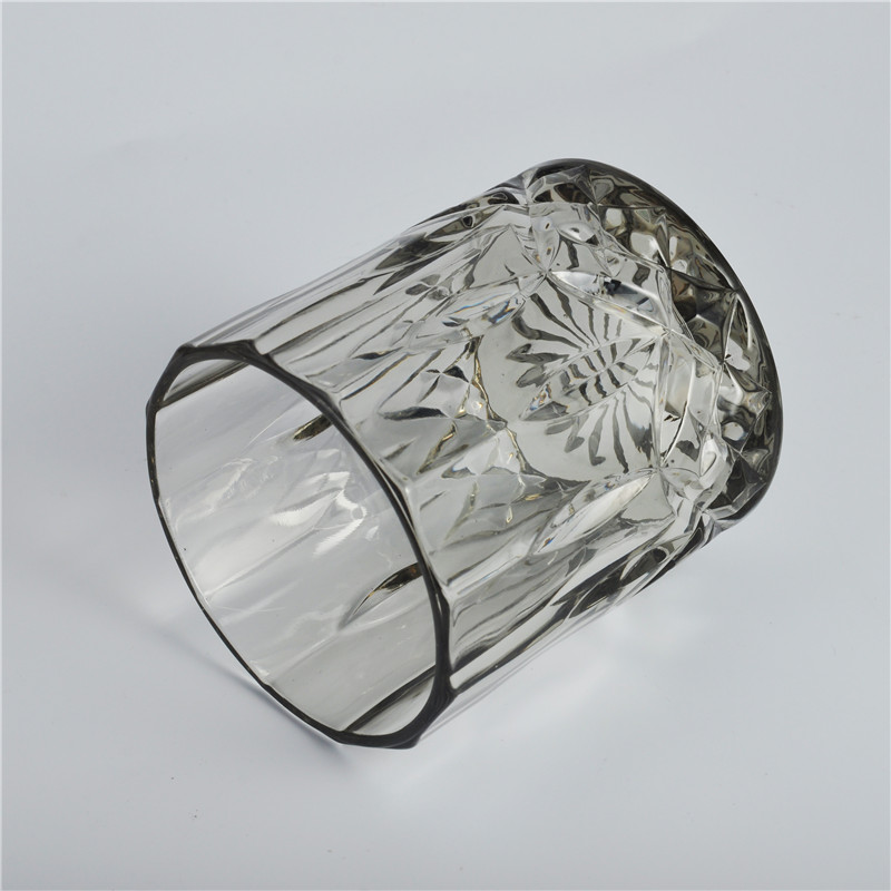 Diamond embossed bottom home decoration high quality glass candle holder