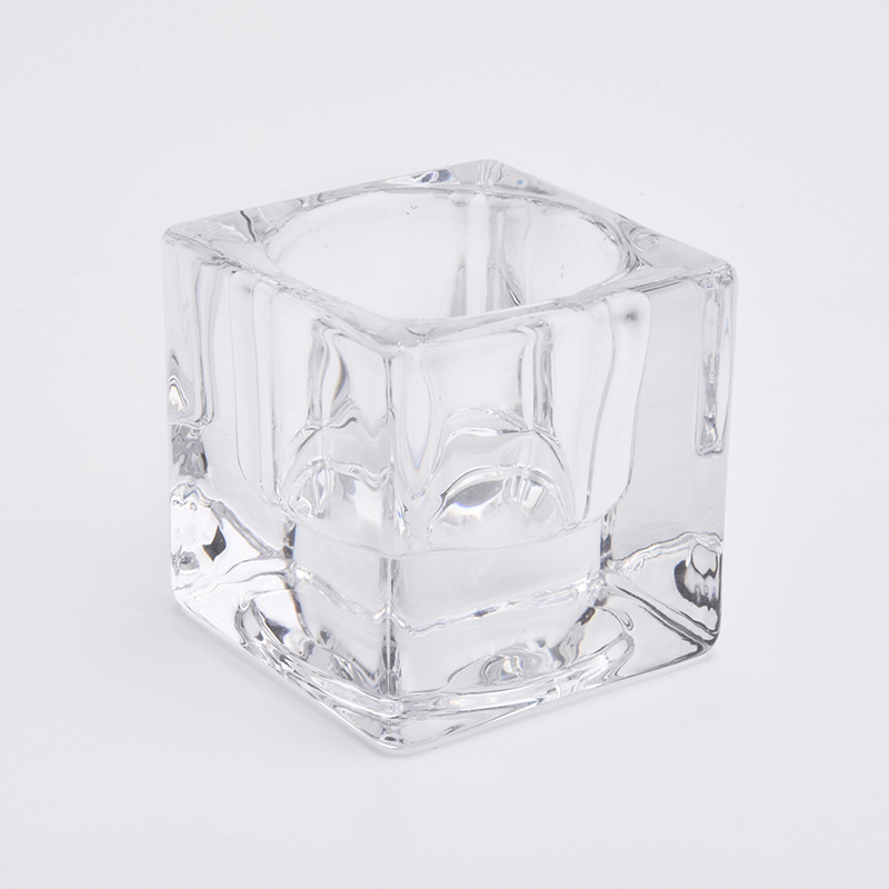 40ml Clear Glass Candle Holder with Thick Wall in Square Shape Home Decor Wholesales