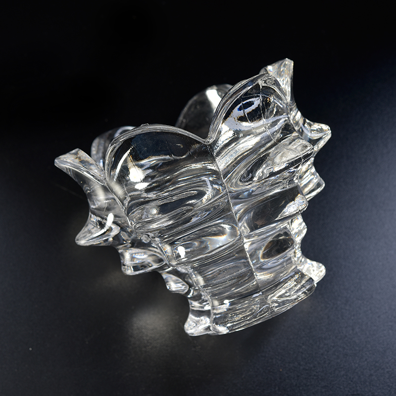 Flower shape design lotus crystal glass tealight holder