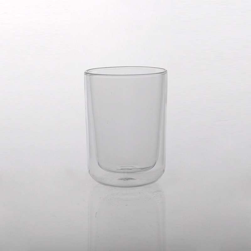 Clear double wall insulated glass cup  