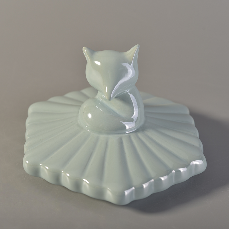 light blue ceramic candle holder with lid 