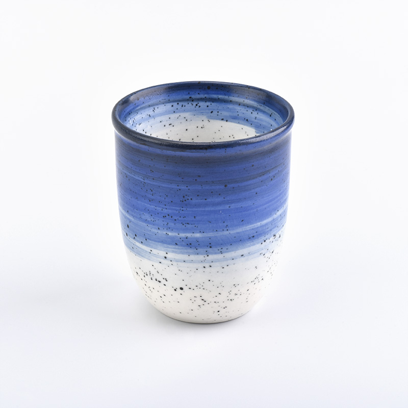 Ceramic Candle Holder with Blue Gradient Color Wholesale 