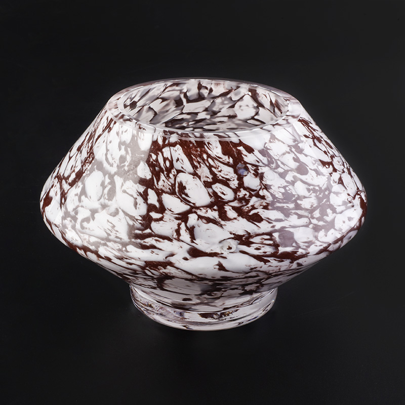 marble pattern glass candle vessel 