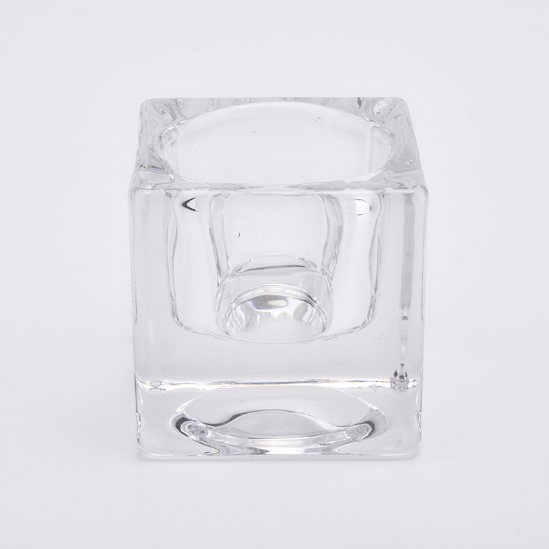 40ml Clear Glass Candle Holder with Thick Wall in Square Shape Home Decor Wholesales