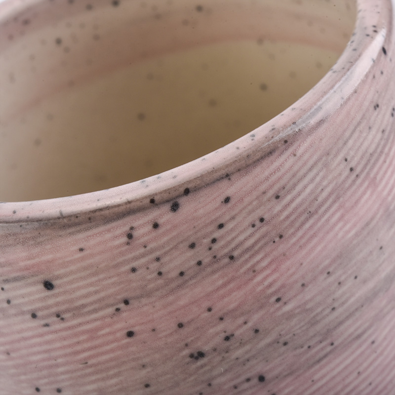 280ml transmutation glaze pink tan-pointed pattern ceramic candle holder