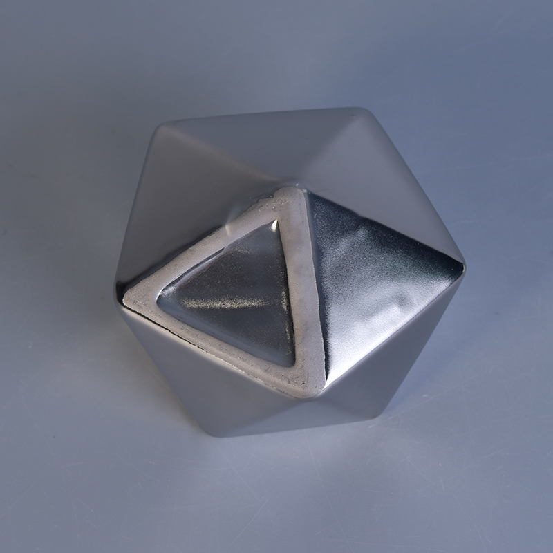 200ml silver gray  irregular polyhedron ceramic candle holder