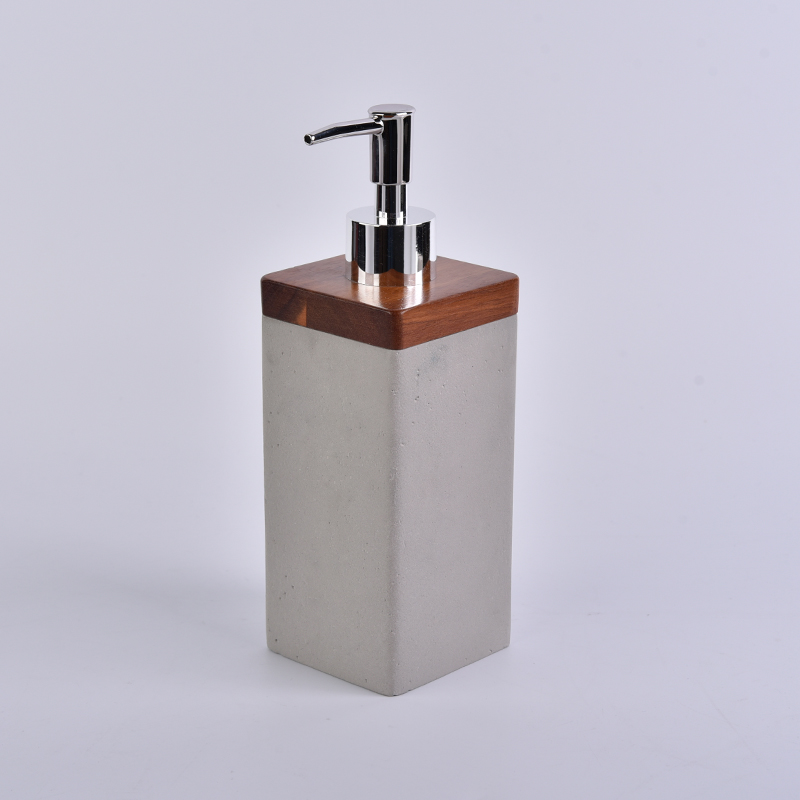 Square cement emulsion bottle with wooden decoration