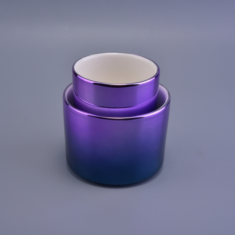 blue and purple gradient cylinder ceramic jar for candles