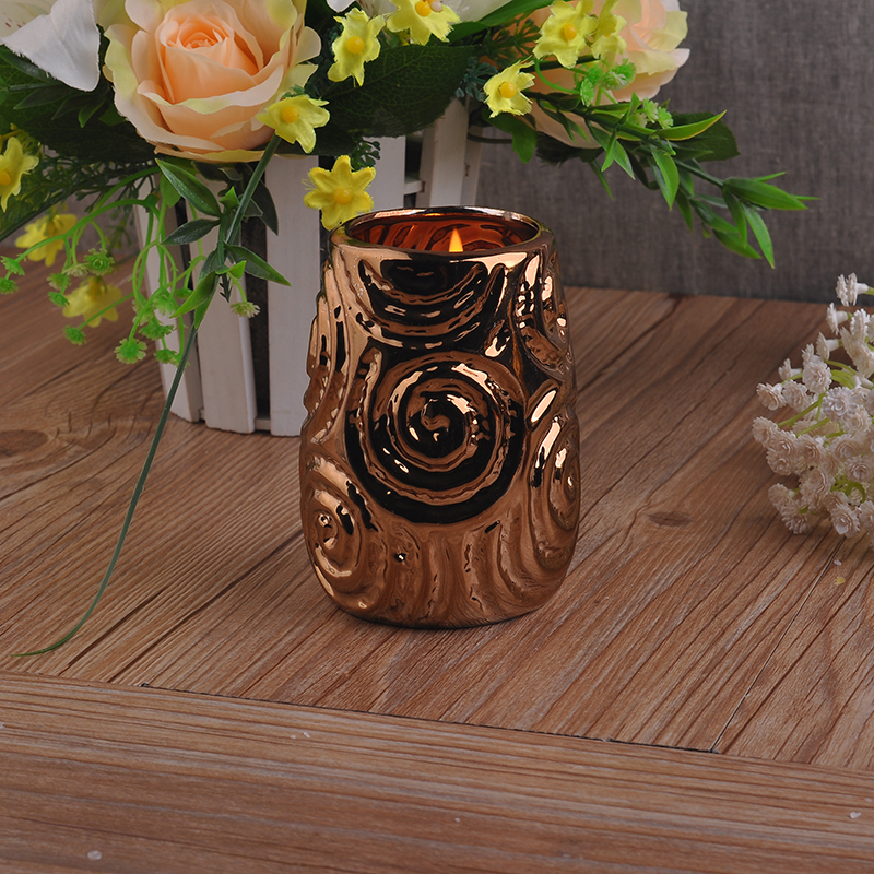 340ml spiral grain ethnic style ceramic candle holder