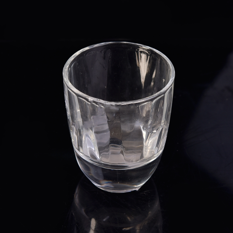 Heavy round bottom geometry shape glass cup candle holder 