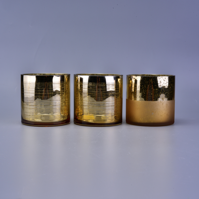 Gold electroplated glass candle jar