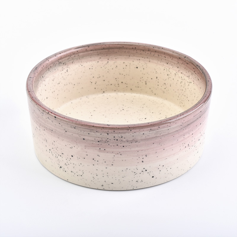 Big capacity pink round ceramic candle holder