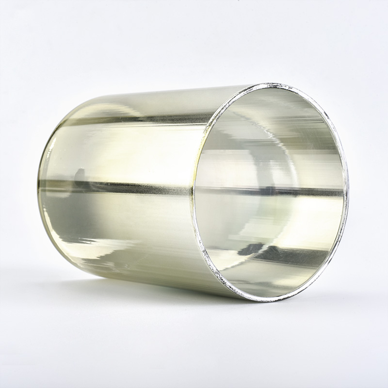 Light gold ion plating cylindrical glass candle vessel