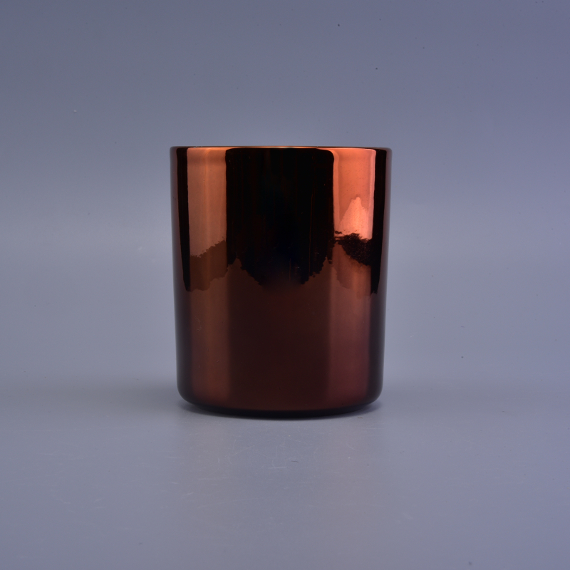 Colorful ceramic candle vessel iridescent surface