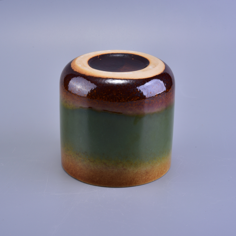 Multicolor luster glaze ceramic candle vessel