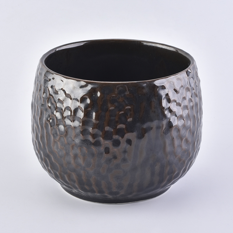 400ml brown finger mark design ceramic candle holder