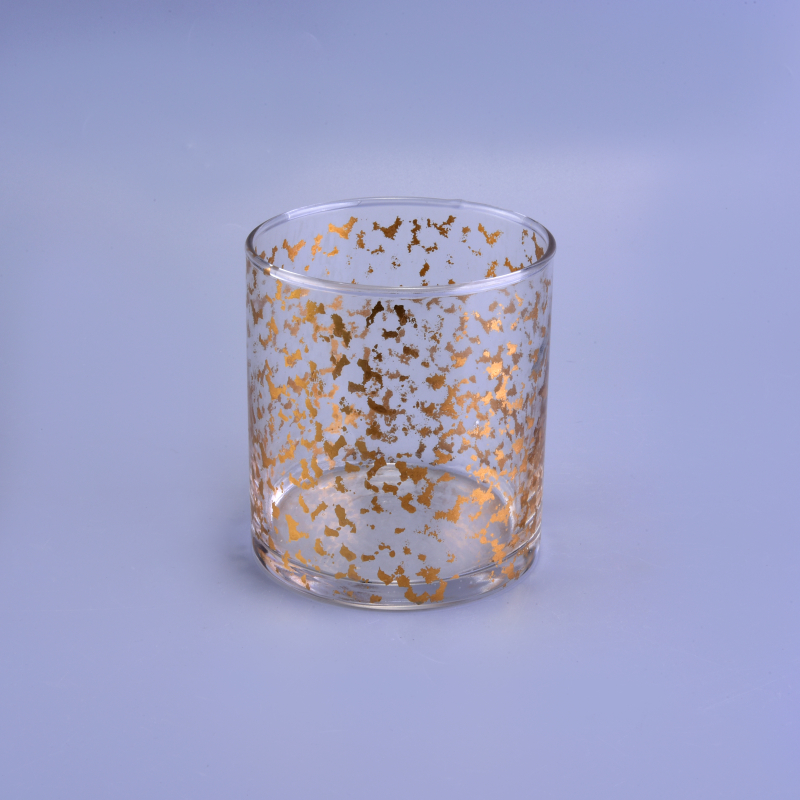 Golden electro-erosion straight glass candle holder