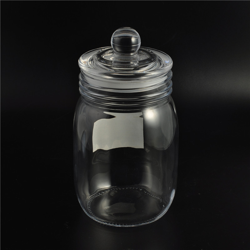 Glass candle jar with lid for home decor