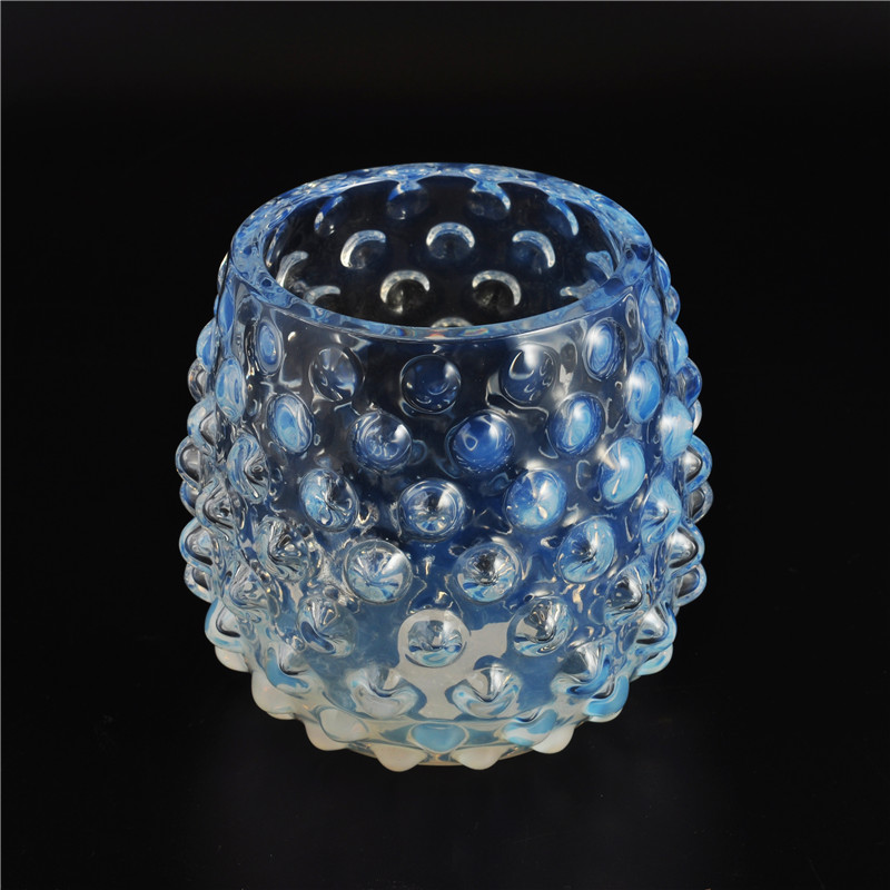 530ml gradient blue egg shape salient point glass candle holder