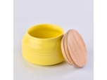 10oz Glazed Belly Ceramic Candle Jars with Bamboo Lids home Decoration Pieces