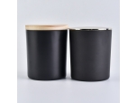 Black cylinder glass vessel for candles with wood lid