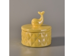 204ml creacive whale animal shapes yellow ceramic candle jar