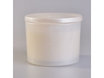 3-wick white glass candle jar with lid