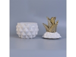 pineapple shape ceramic candle holder with gold electroplating lid