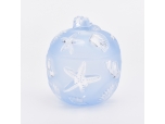 400ml light blue star shape glass candle jar with lid