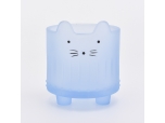 400ml lovely cat face glass candle holder with matte blue color