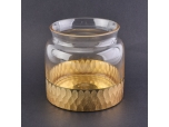 560ml gold cutting marks design glass candle jar