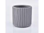 580ml Vertical stripes matte grey ceramic candle holder for decoration