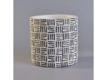 580ml simple check pattern ceramic candle holder