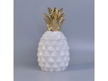 610ml white pineapple shape ceramic diffuser with gold electroplate lid