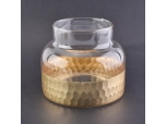 695ml gold cutting marks design glass candle holder