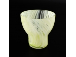 8oz yellow overlay glass candle holder torch candle jar home decoration container