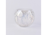 Ball shaped  luxurious glass candle container with leaves pattern