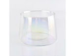 Bell shaped transparent ion plating holographic glass candle holder